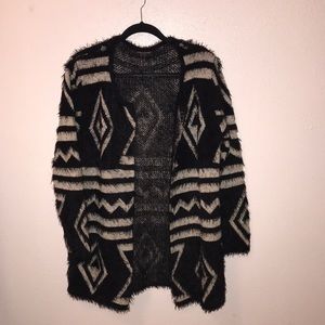 Patterned boho cardigan.